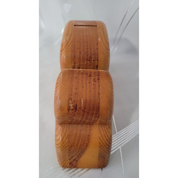 Vintage Wood Hand Carved Solid Wood Whale Piggy Bank! Original Cork! - Picture 4 of 9